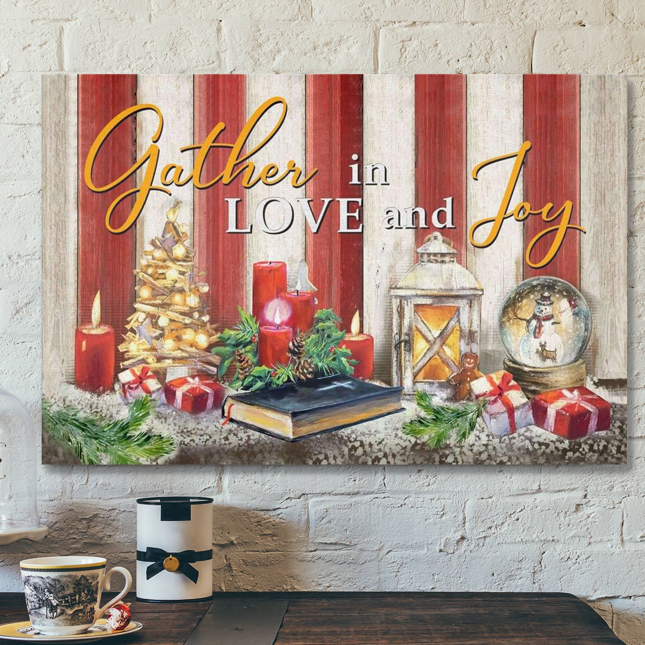 God Canvas Prints – Jesus Canvas Art – Gather In Love And Joy Christmas Christian Wall Art Canvas Christian Christmas Decorations