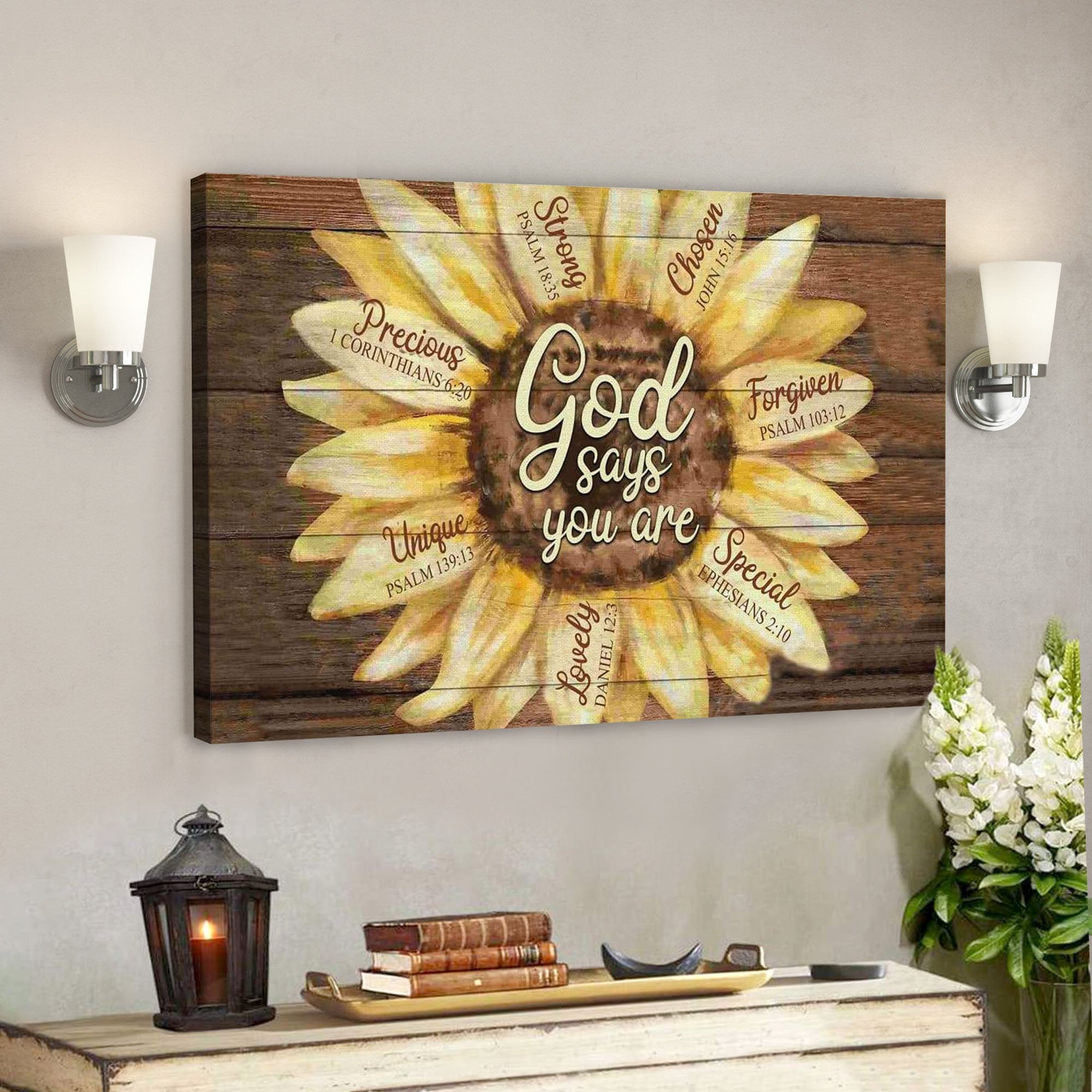 God Canvas Prints – Jesus Canvas Art – God Says You Are Sunflower Canvas Wall Art