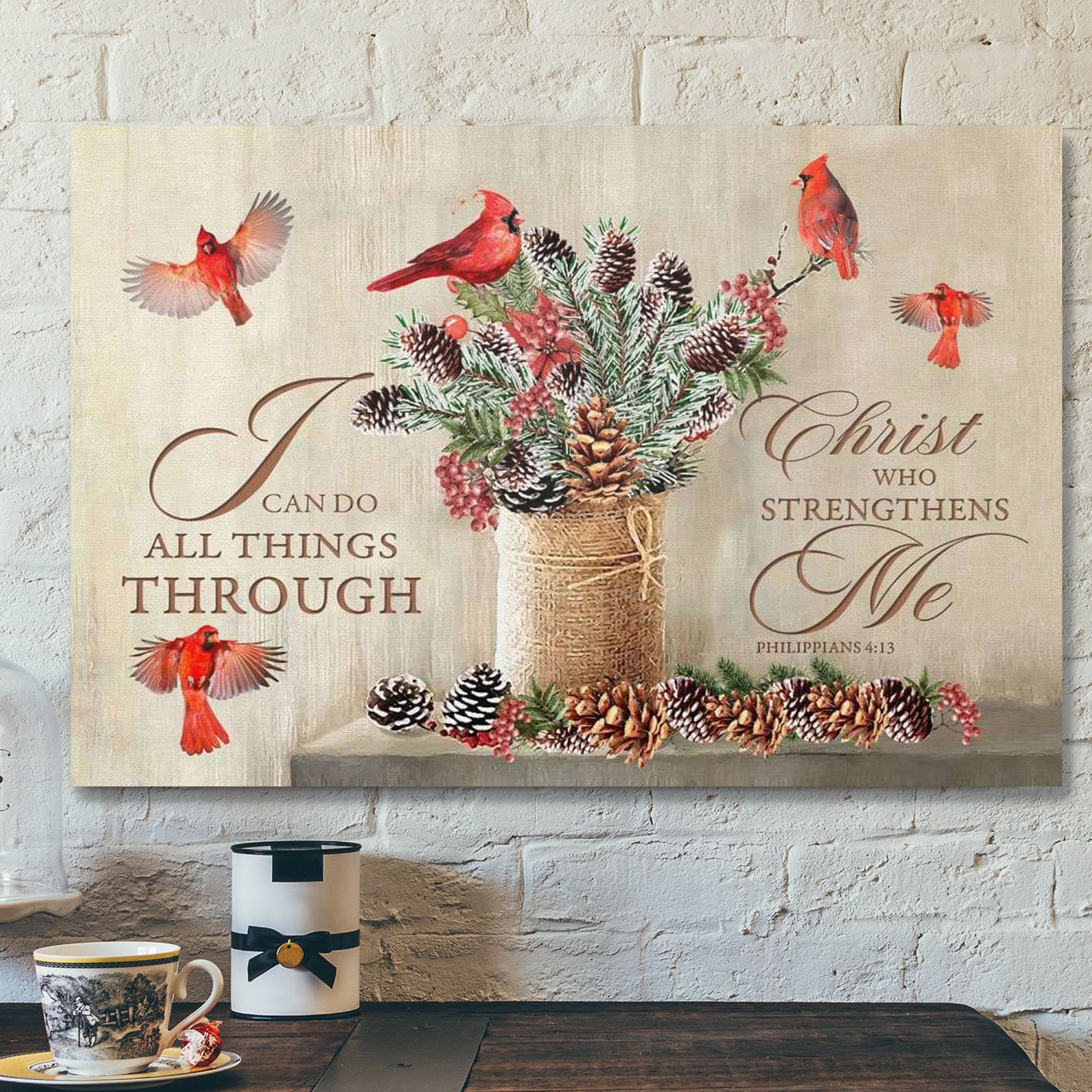 God Canvas Prints – Jesus Canvas Art – I Can Do All Things Through Christ Christmas Wall Art Christian Christmas Gifts