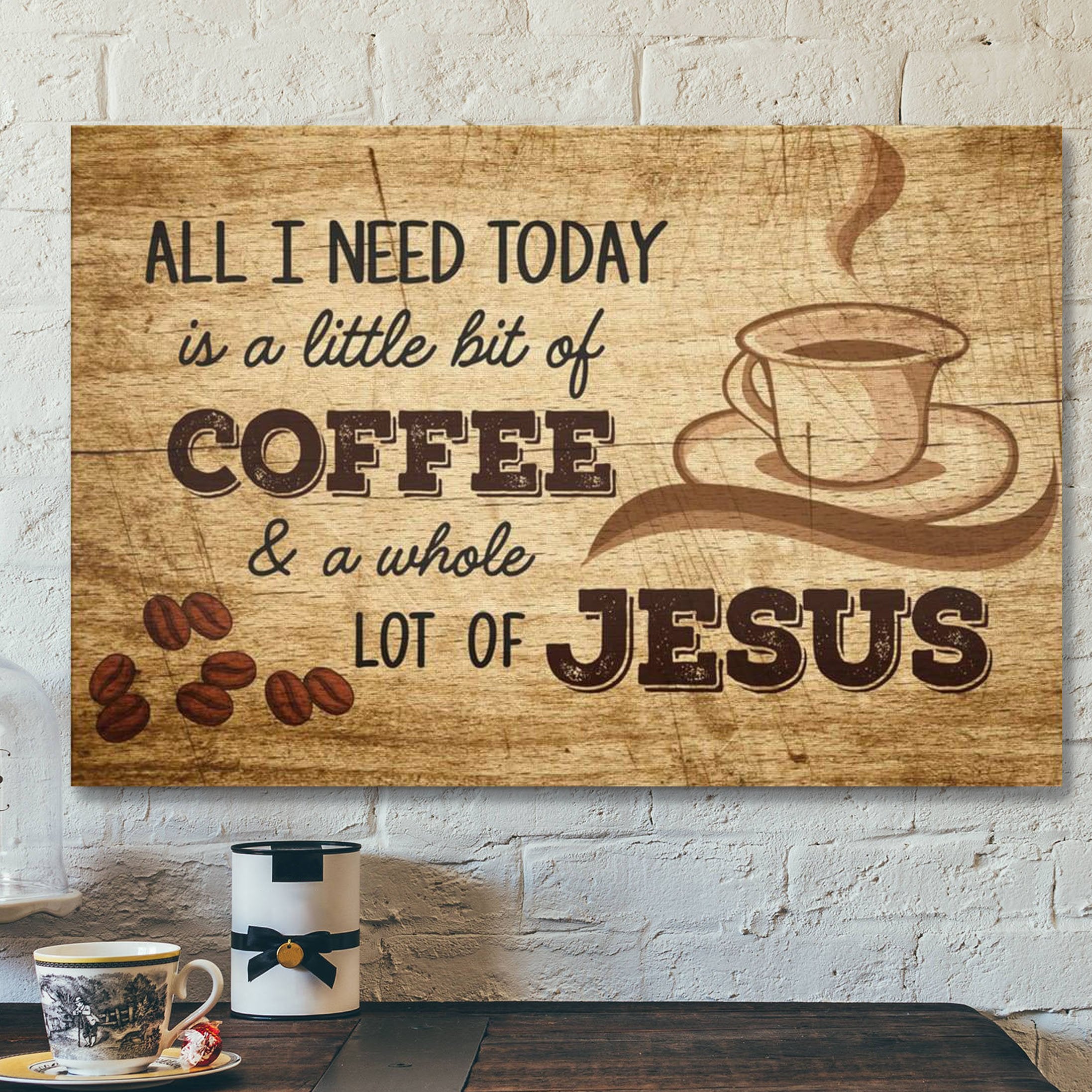 God Canvas Prints – Jesus Canvas Art – Jesus And Coffee Canvas Wall Art – Christian Wall Art