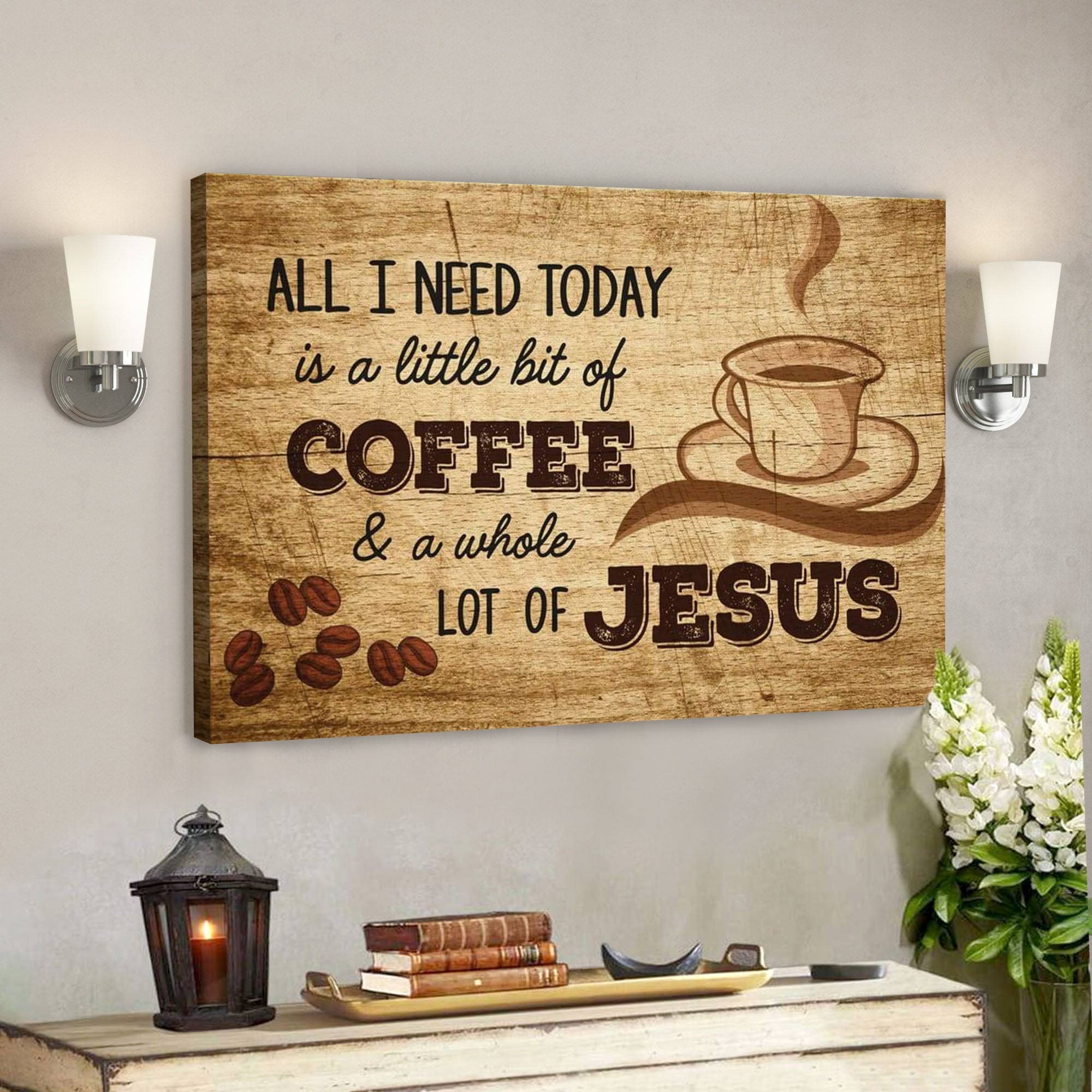 God Canvas Prints – Jesus Canvas Art – Jesus And Coffee Canvas Wall Art – Christian Wall Art