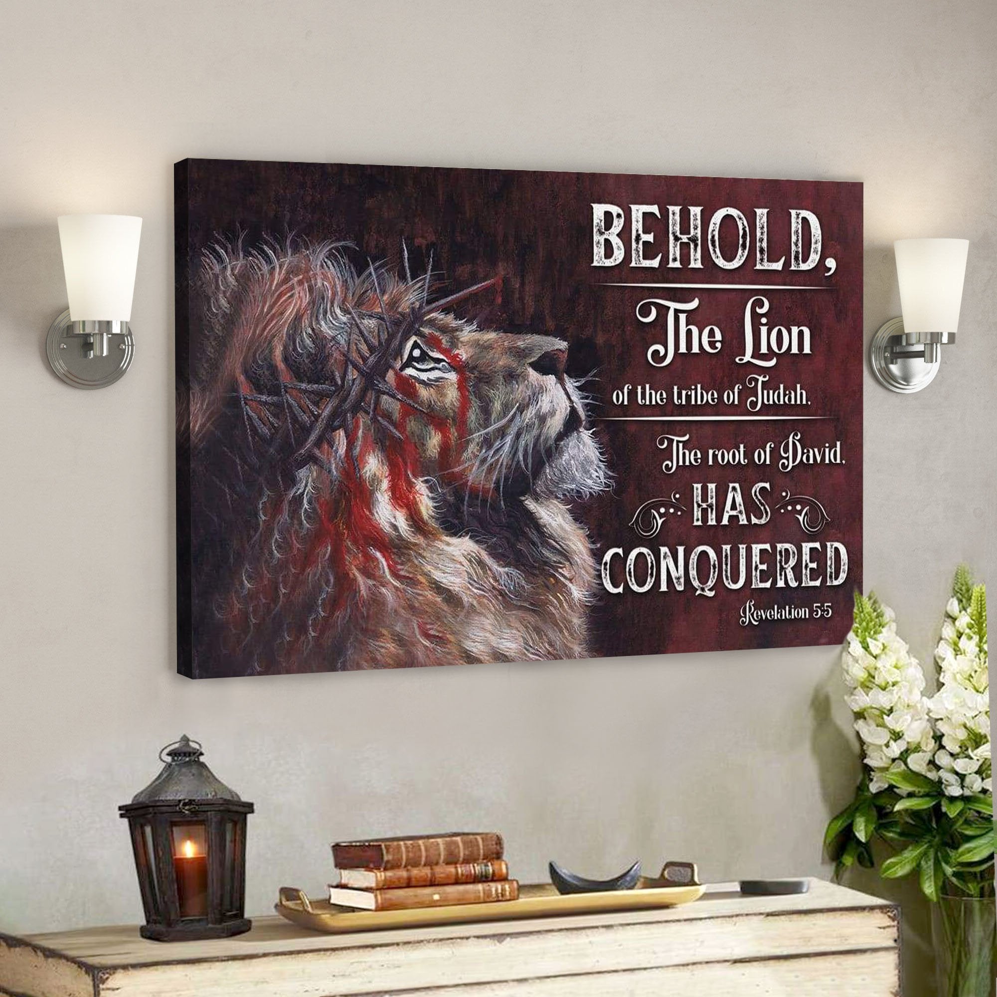 God Canvas Prints – Jesus Canvas Art – Revelation 55 Behold The Lion Of The Tribe Of Judah Canvas Wall Art