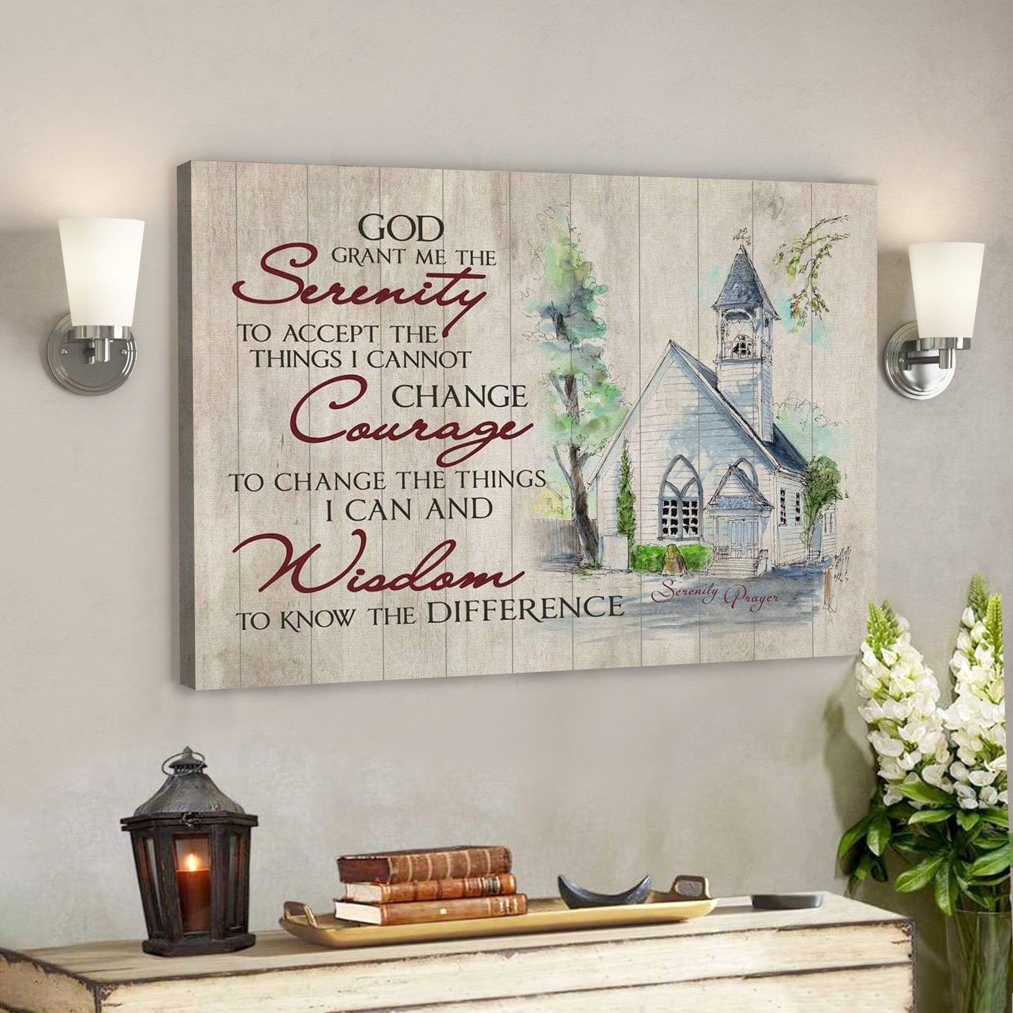 God Canvas Prints – Jesus Canvas Art – Serenity Prayer Canvas Wall Art – Bible Verse Wall Art Canvas