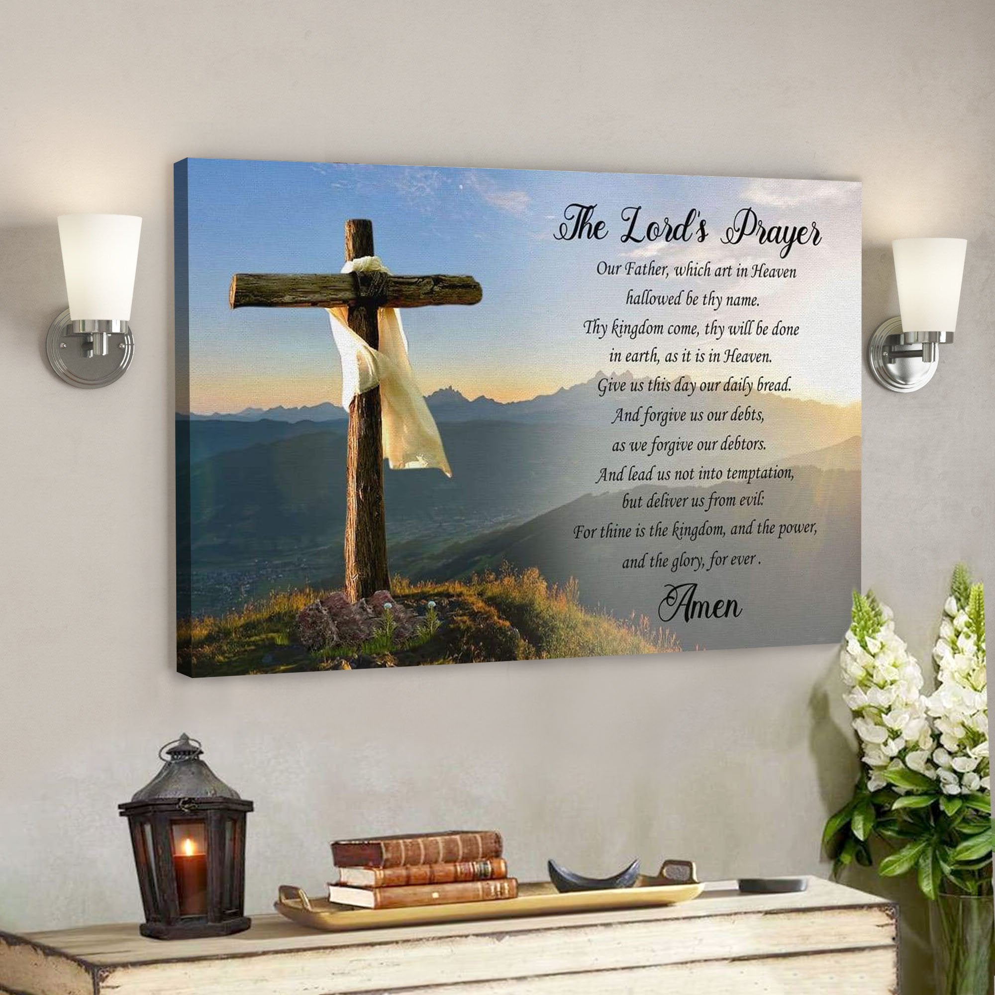 God Canvas Prints – Jesus Canvas Art – The Lords Prayer Canvas Print – Christian Wall Art Canvas