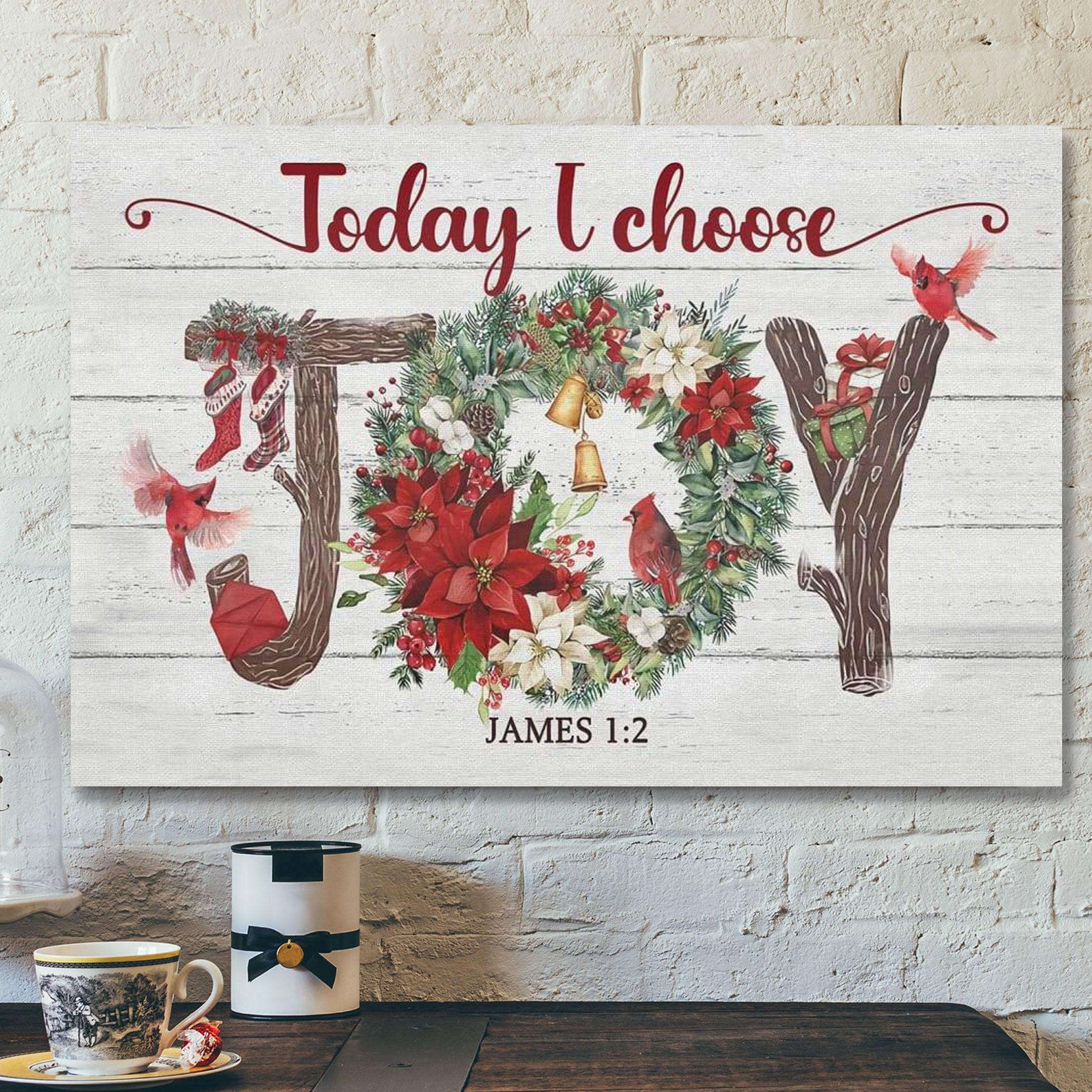 God Canvas Prints – Jesus Canvas Art – Today I Choose Joy Christmas Wall Art Canvas Christian Christmas Gifts