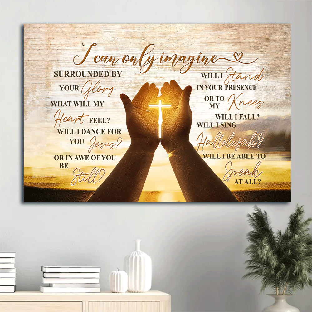 God Faith Awesome Cross Pray Hold Cross The Cross On Hands Canvas Wall Art – Christian Wall Decor