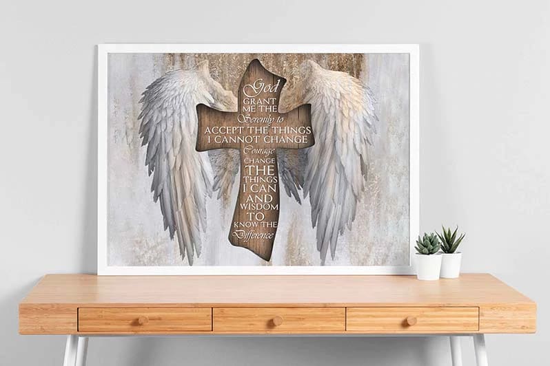 God Grant Me The Serenity To Accept The Things I Cannot Change Canvas Wall Art – Christian Poster – Religious Wall Decor