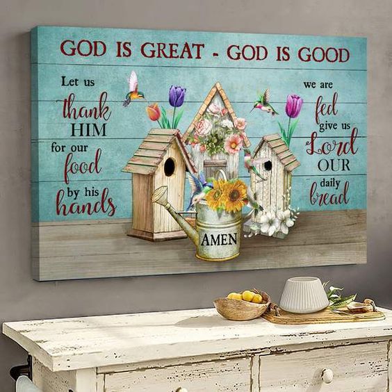 God Is Great God Is Good Canvas Wall Art – Christian Poster – Religious Wall Decor