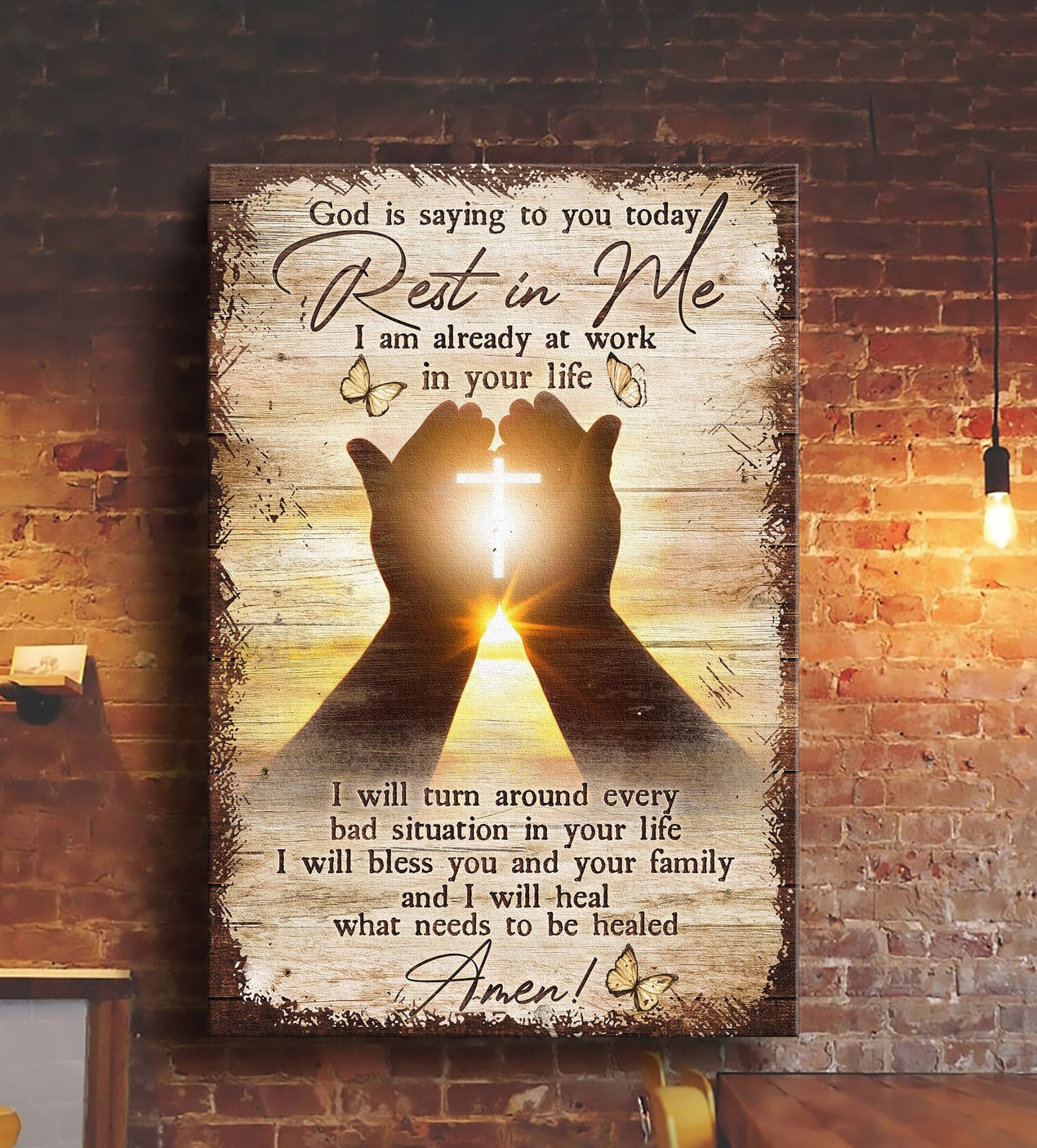 God Is Saying To You Today Rest In Me Canvas Posters – Christian Wall Posters – Religious Wall Decor