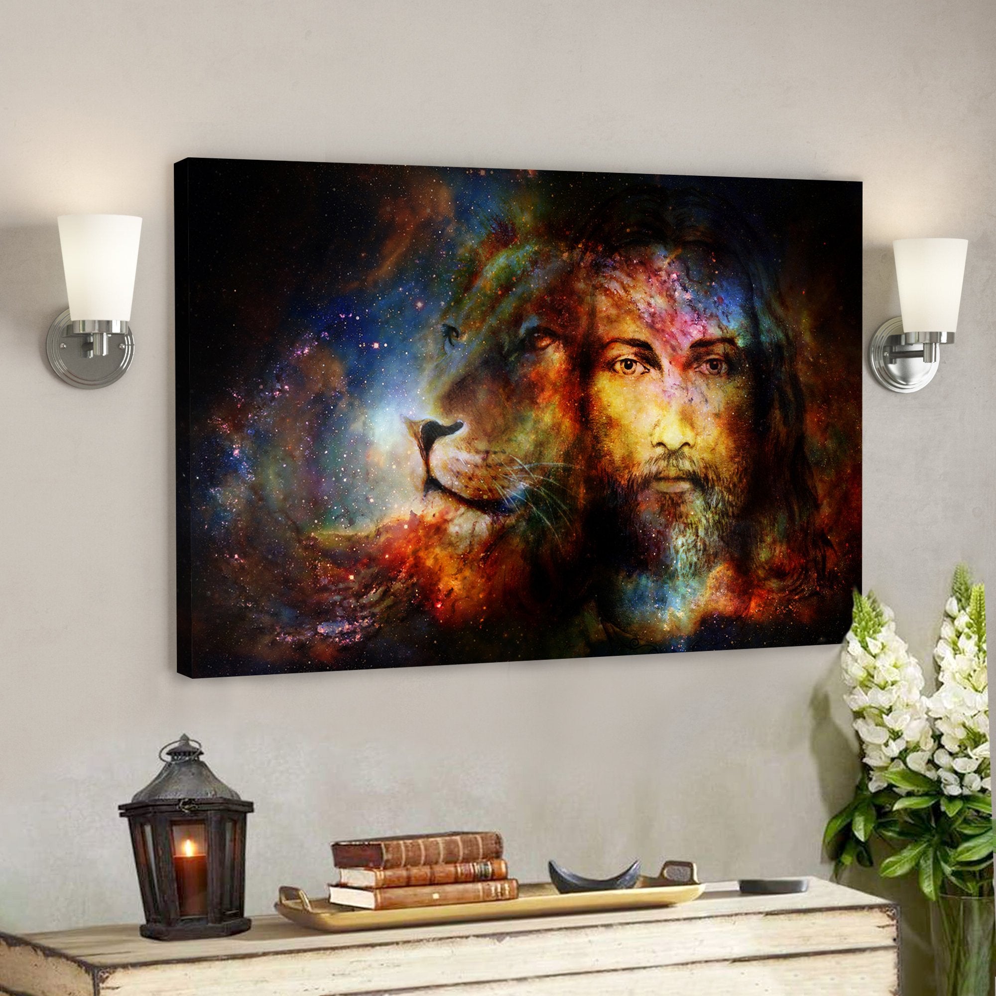 God Jesus Landscape Canvas Prints – God Wall Art – God And Lion