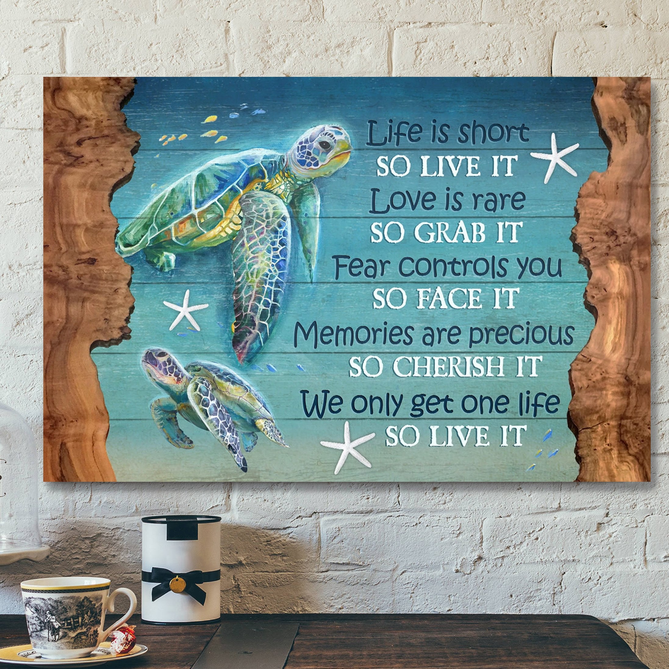 God Jesus Landscape Canvas Prints – God Wall Art – Turtle Under The Ocean – We Only Get One Life So Live It