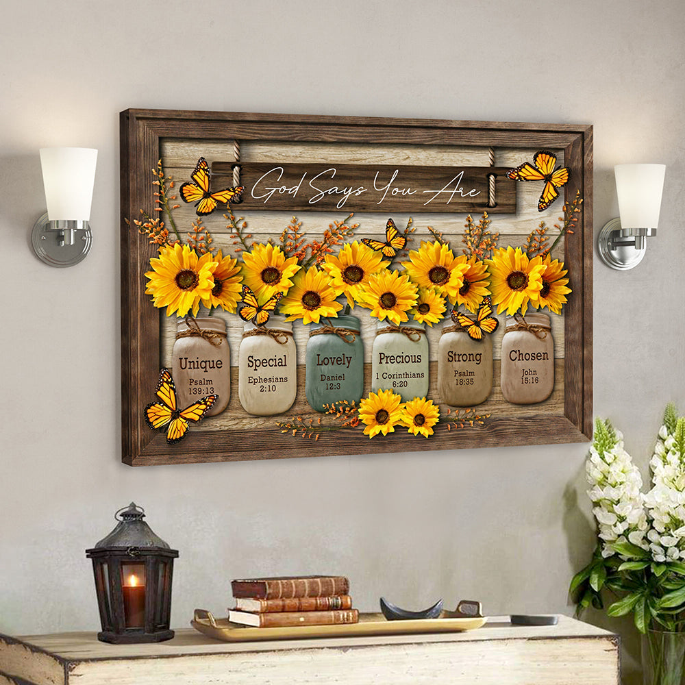 God Say You Are Sunflower Canvas Poster – Christian Wall Decor – Scripture Wall Art