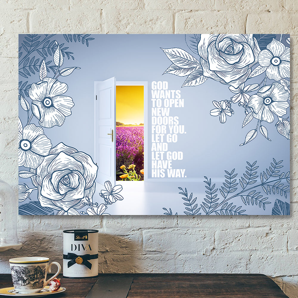 God Wants To Open New Doors For You – Jesus Christ Poster – Jesus Canvas Wall Art – Bible Verse Canvas Wall Art – Scripture Canvas