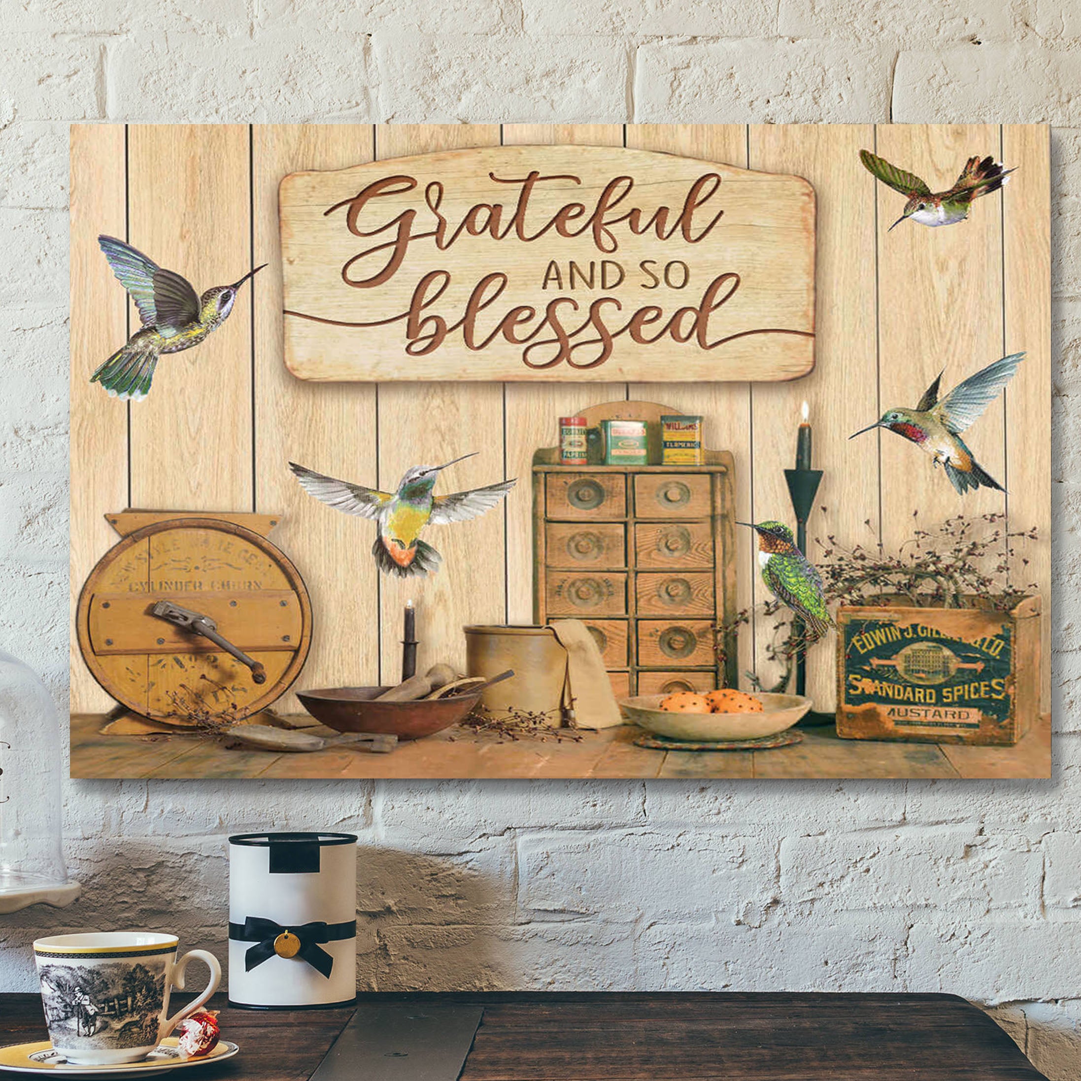 Grateful And So Blessed Hummingbird – Bible Verse Canvas – Scripture Canvas Wall Art