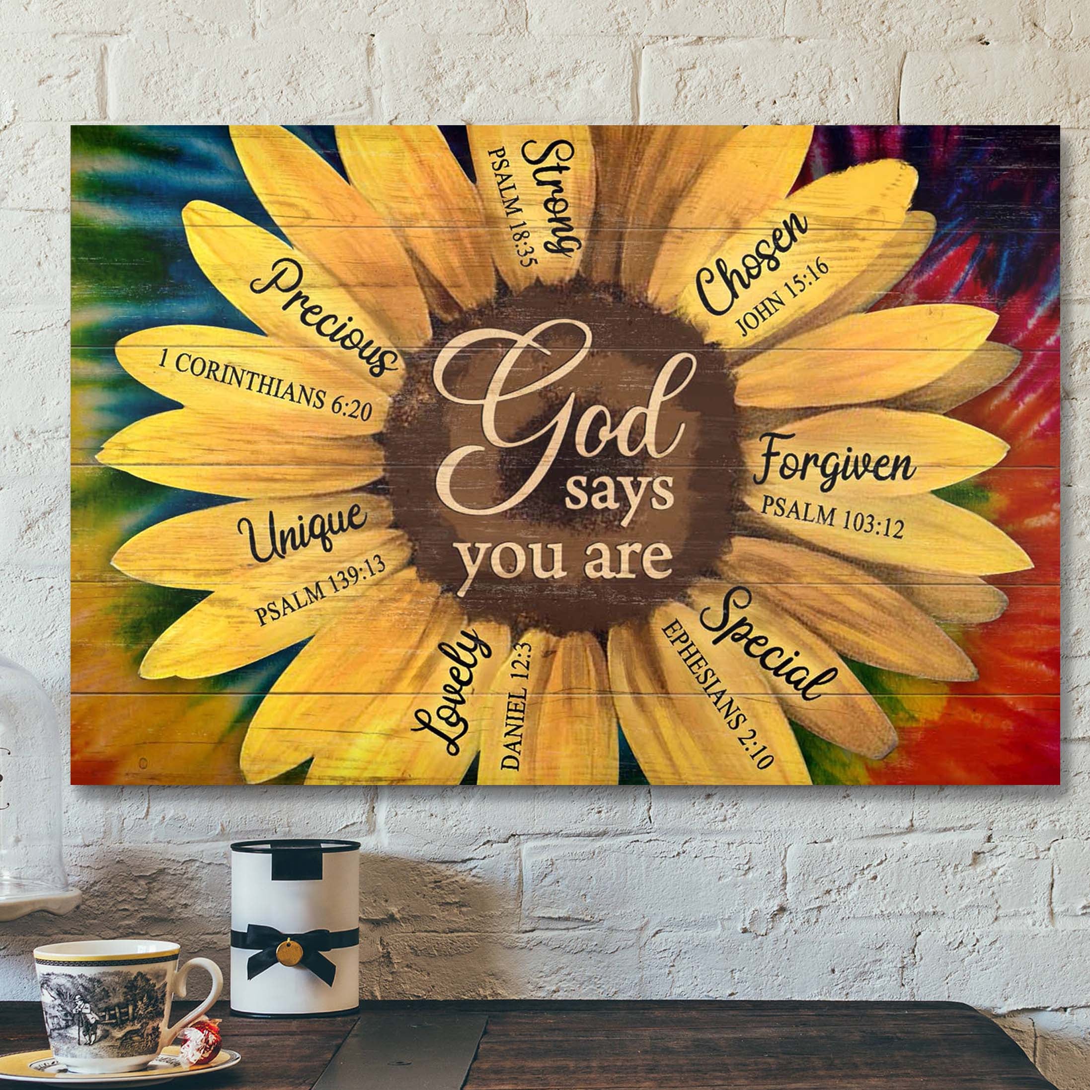 Great Sunflower – God Says You Are Canvas Wall Art – Bible Verse Canvas – Scripture Canvas Wall Art