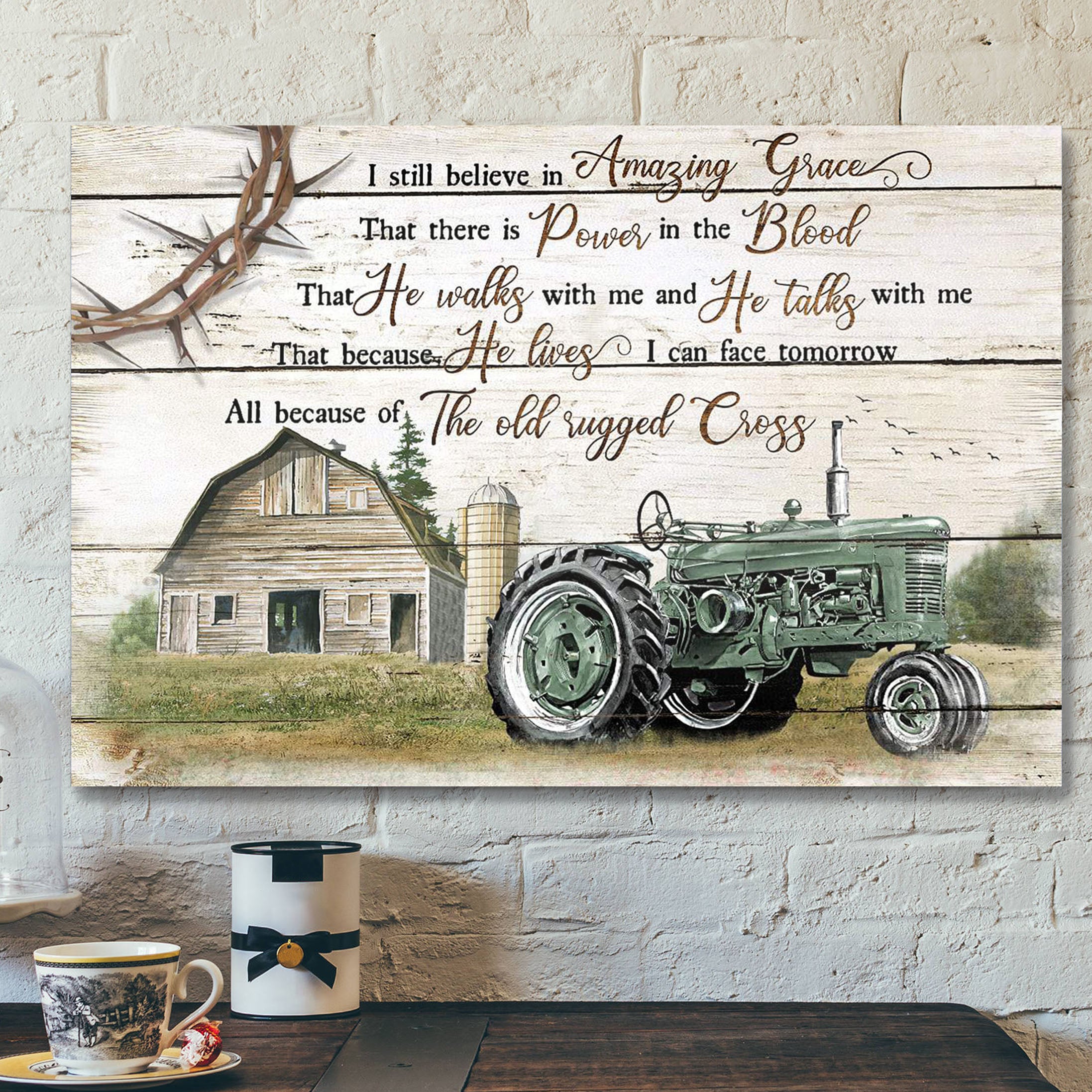 Green Electric Tricycle – I Still Believe In Amazing Grace – Bible Verse Canvas – Scripture Canvas Wall Art