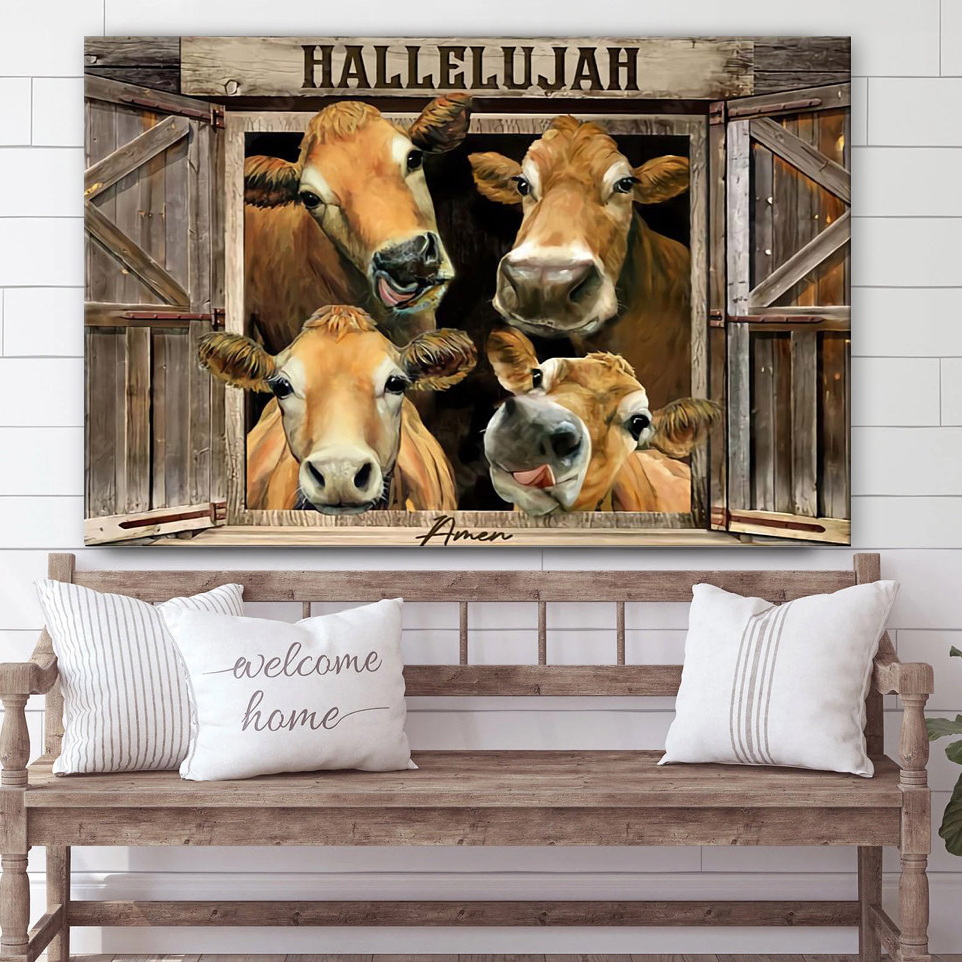 Hallelujah Amen Canvas Wall Art – Christian Canvas Wall Decor – Bible Verse Wall Art Canvas – Farmer Gift