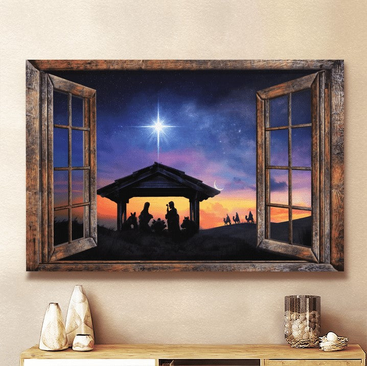 Halo Night Jesus Canvas Wall Art – Jesus Canvas Pictures – Christian Wall Posters