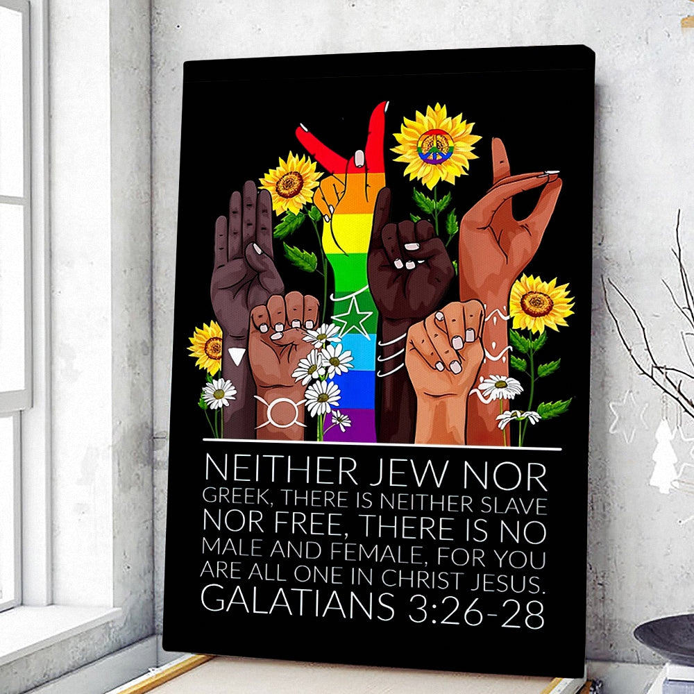 Hand Color And Sunflower – Neither Jew Nor Greek – Galatians 3:26-28 – Christian Canvas Prints – Faith Canvas – Bible Verse Canvas