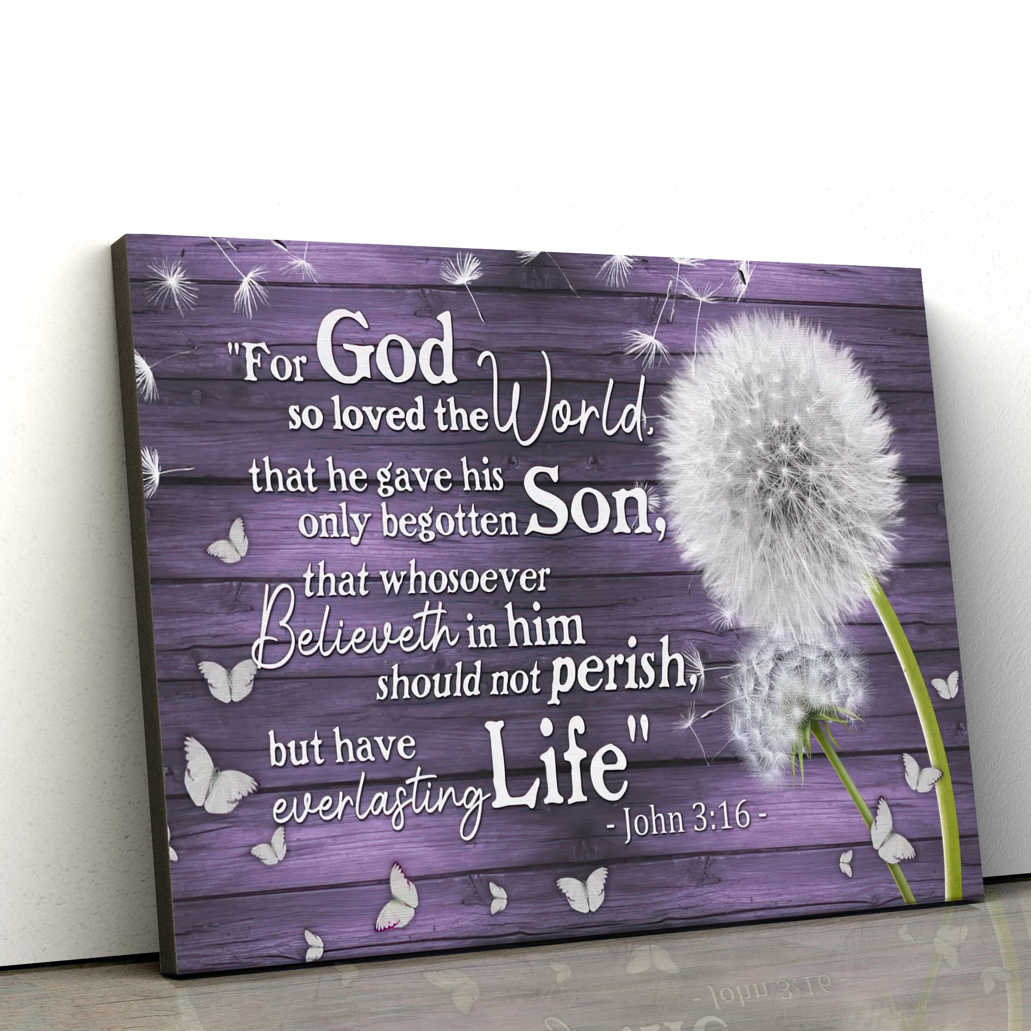 He Gave His Only Son Christian Wall Decor – John 3 16 Framed Canvas Art