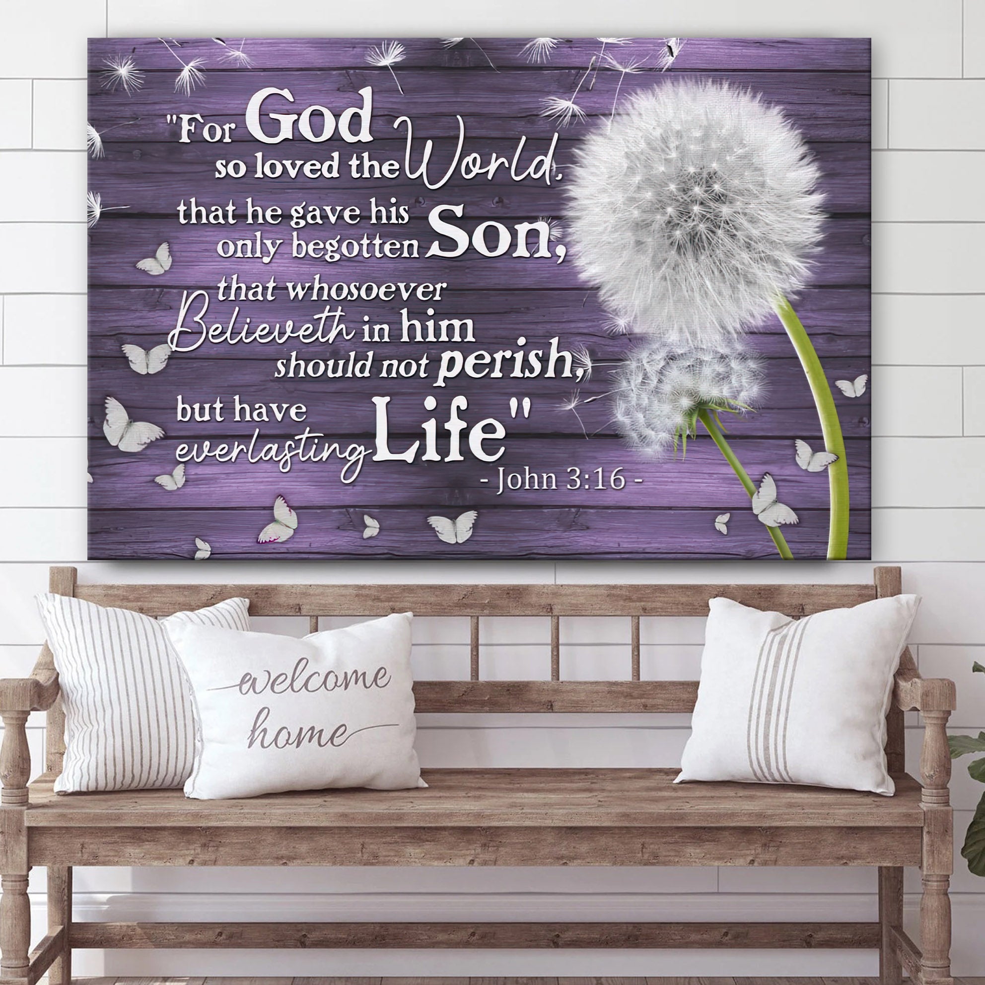 He Gave His Only Son Christian Wall Decor – John 3 16 Framed Canvas Art