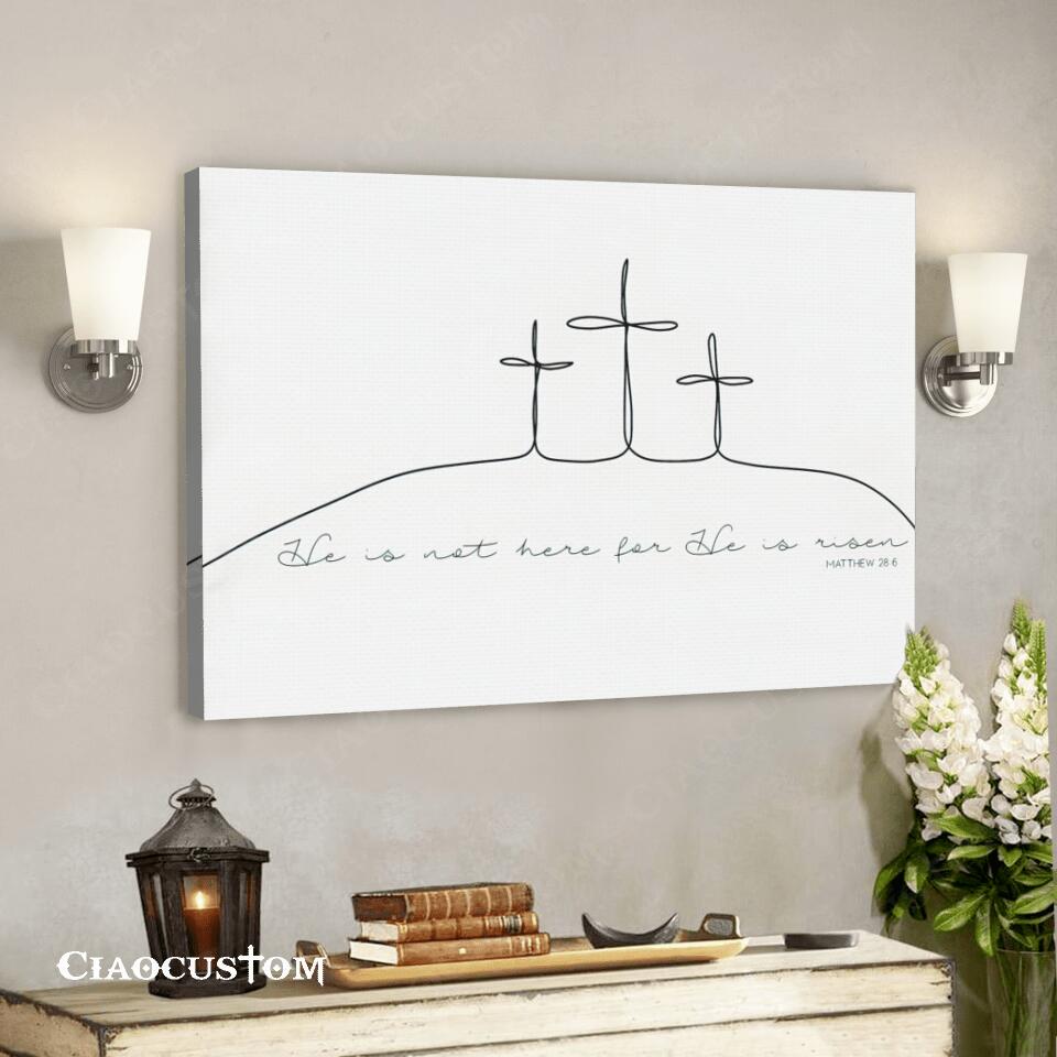 He Is Not Here He Has Risen – Jesus Canvas Wall Art – Bible Verse Canvas – Christian Canvas Wall Art