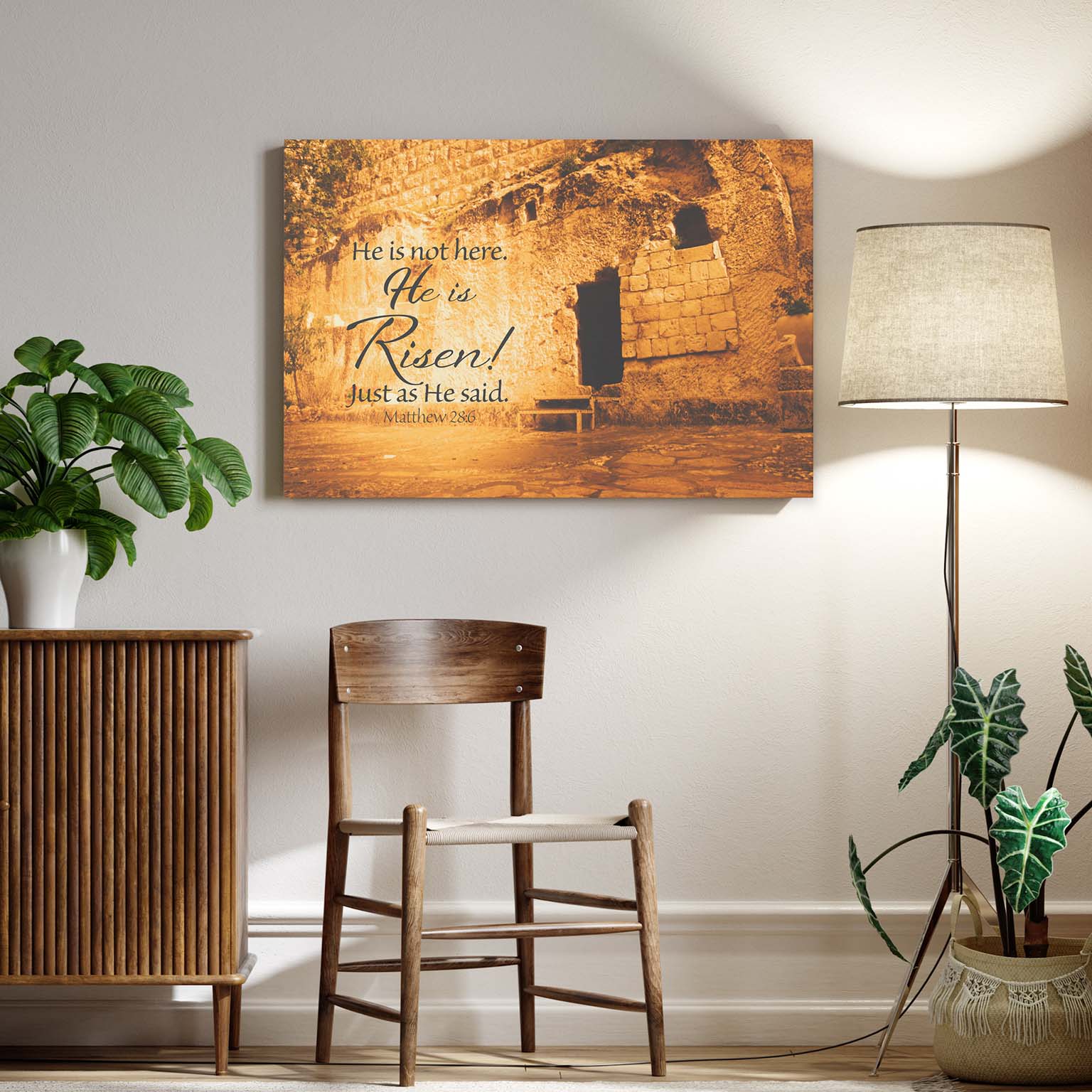 He Is Risen Garden Tomb – Large Gallery Wrapped Canvas Art