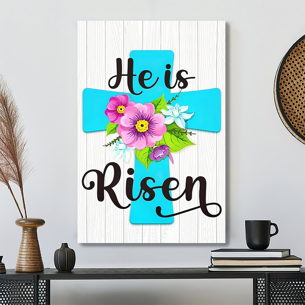 He Is Risen Wall Art – Easter Cross Religious Decorations – Easter Canvas – Easter Wall Decor – Christian Canvas – Jesus Home Decor