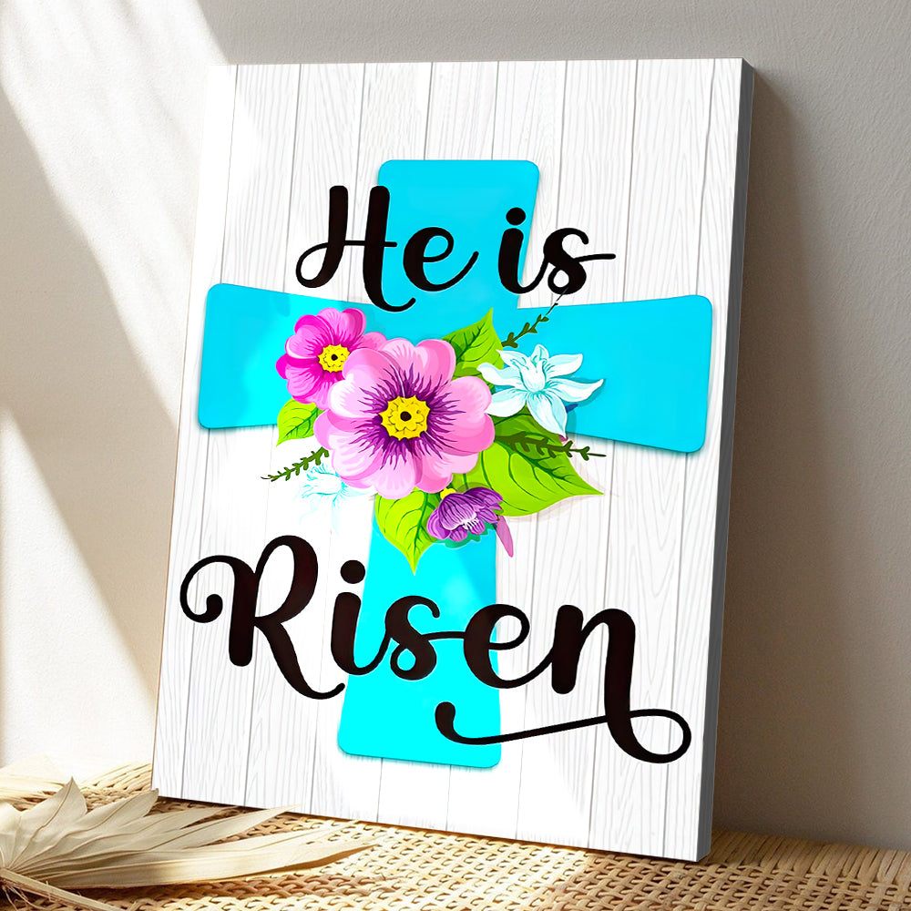 He Is Risen Wall Art – Easter Cross Religious Decorations – Easter Canvas – Easter Wall Decor – Christian Canvas – Jesus Home Decor