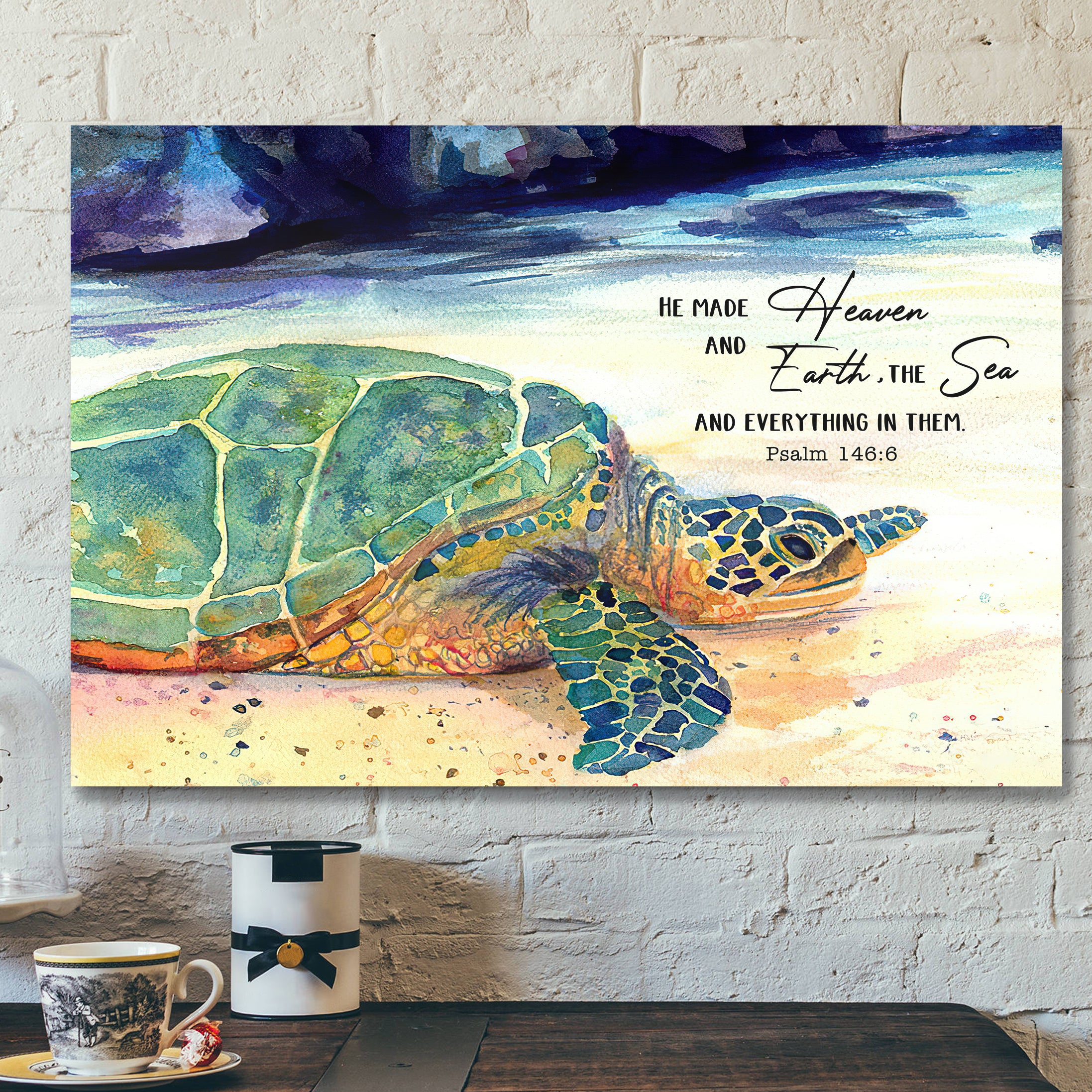 He Made Heaven And Earth 4 – The Sea And Everything In Them – Jesus Canvas – Bible Verse Canvas Wall Art – Scripture Canvas