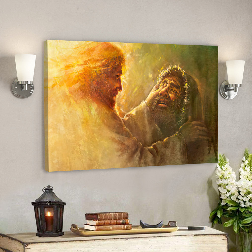 Healing The Blind Man Canvas – Jesus Heals Man Pictures – Jesus Wall Art – Religious Poster – Christian Canvas – Gift For Christian