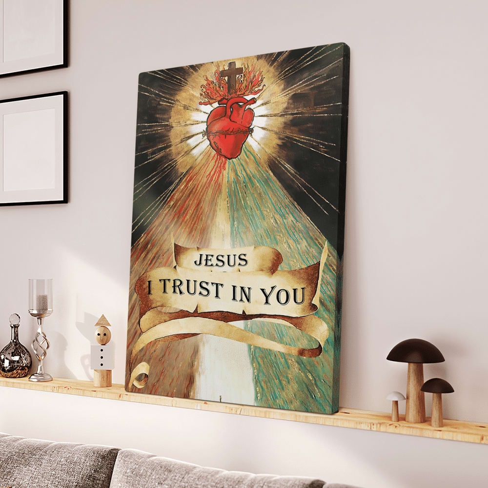 Heart Jesus I Trust In You Canvas Posters – Christian Wall Posters – Religious Wall Decor