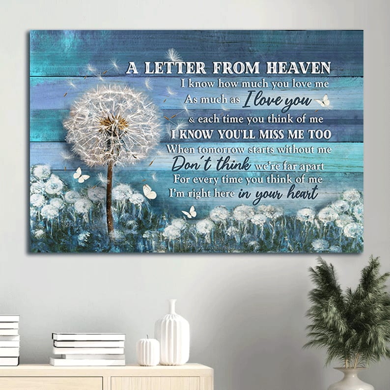 Heaven Best Canvas Gifts For Religious Christian On Christmas A Letter From Heaven Dandelion Field I’m Right Here In Your Heart Canvas Wall Art – Christian Wall Decor