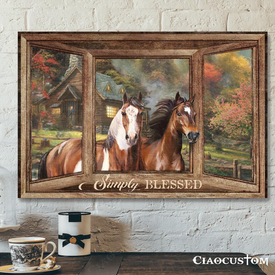 Horse And Gardens – Simply Blessed – Bible Verse Canvas – Christian Canvas Wall Art