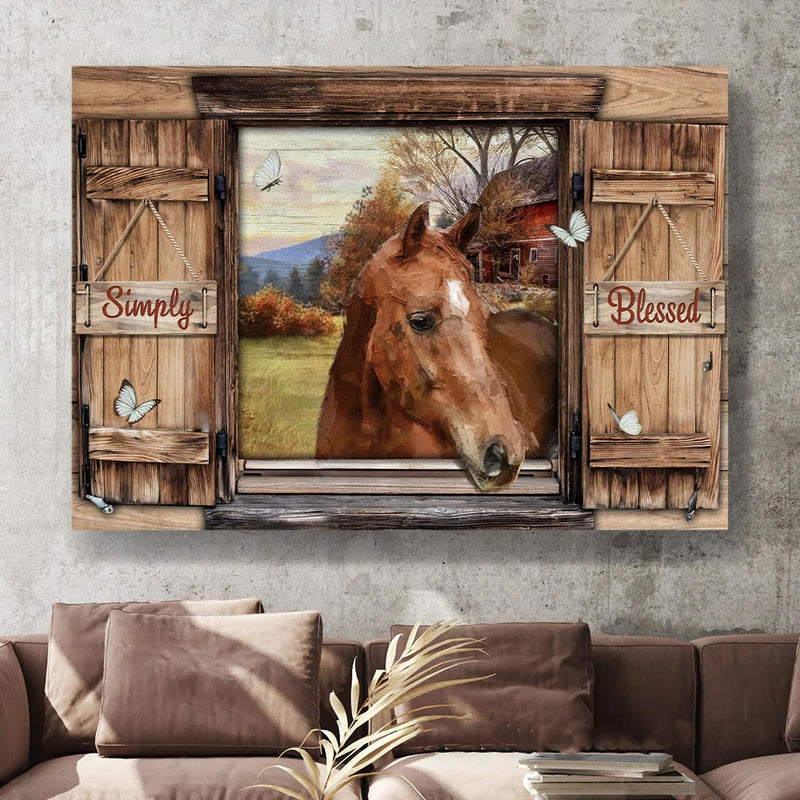 Horse Blessed Simply Canvas Wall Art – Christian Poster – Religious Wall Decor