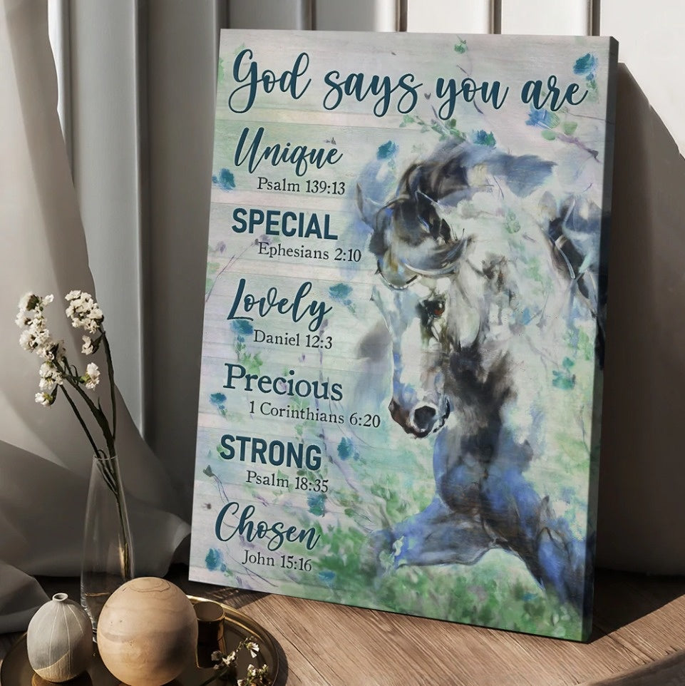 Horse Drawing Watercolor Painting God Says You Are Canvas Posters – Christian Wall Posters – Religious Wall Decor