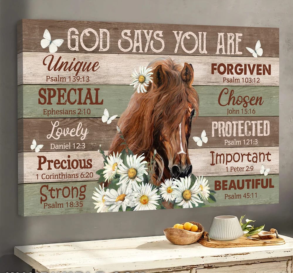 Horse God Says You Are Canvas Wall Art – Christian Poster – Religious Wall Decor