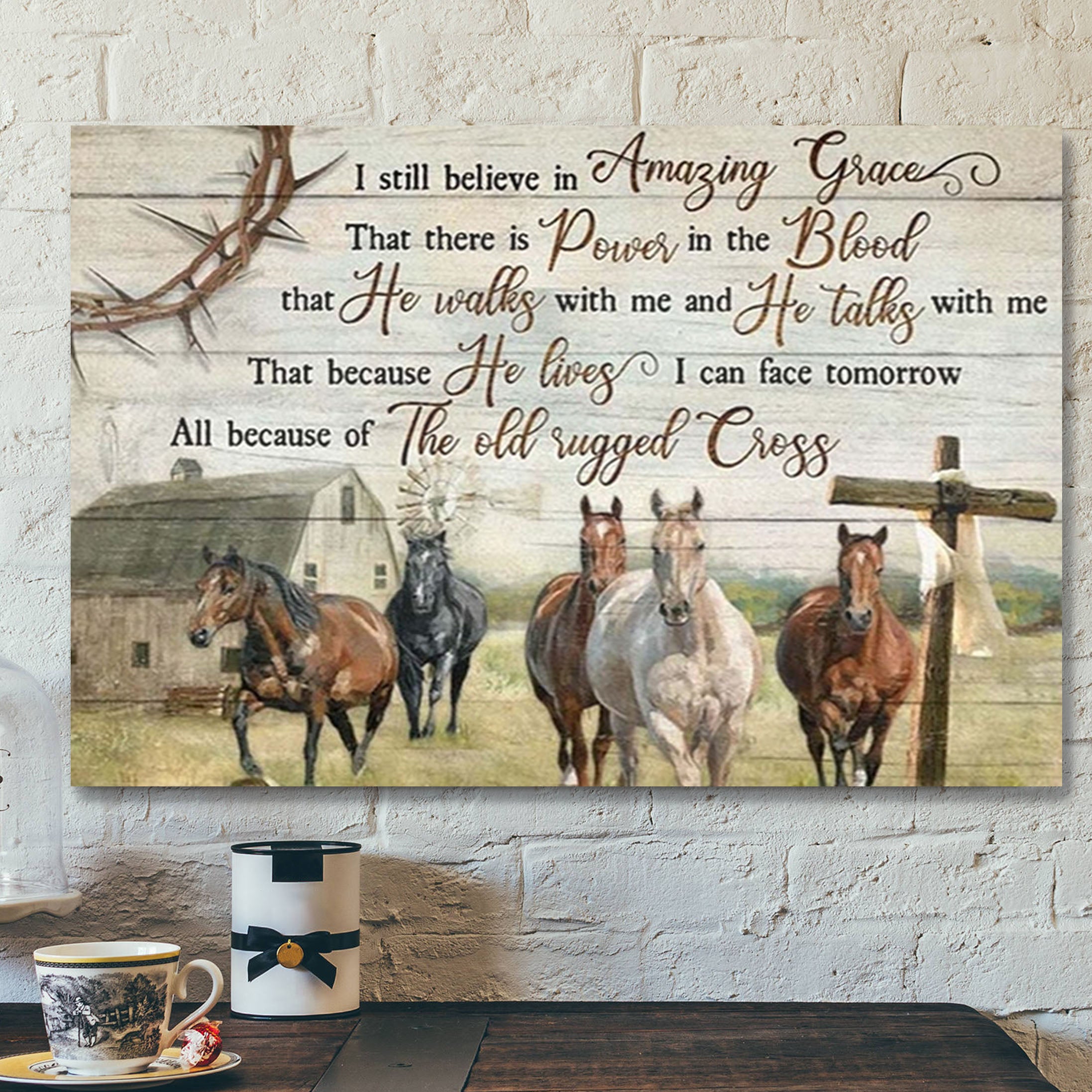 Horse Old Barn – I Still Believe In Amazing Grace – Bible Verse Canvas – Jesus Canvas – Scripture Canvas Wall Art