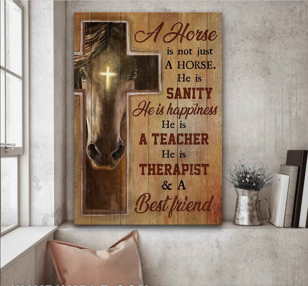 Horse Painting Cross Light A Horse Is Not Just A Horse Canvas Posters – Christian Wall Posters – Religious Wall Decor