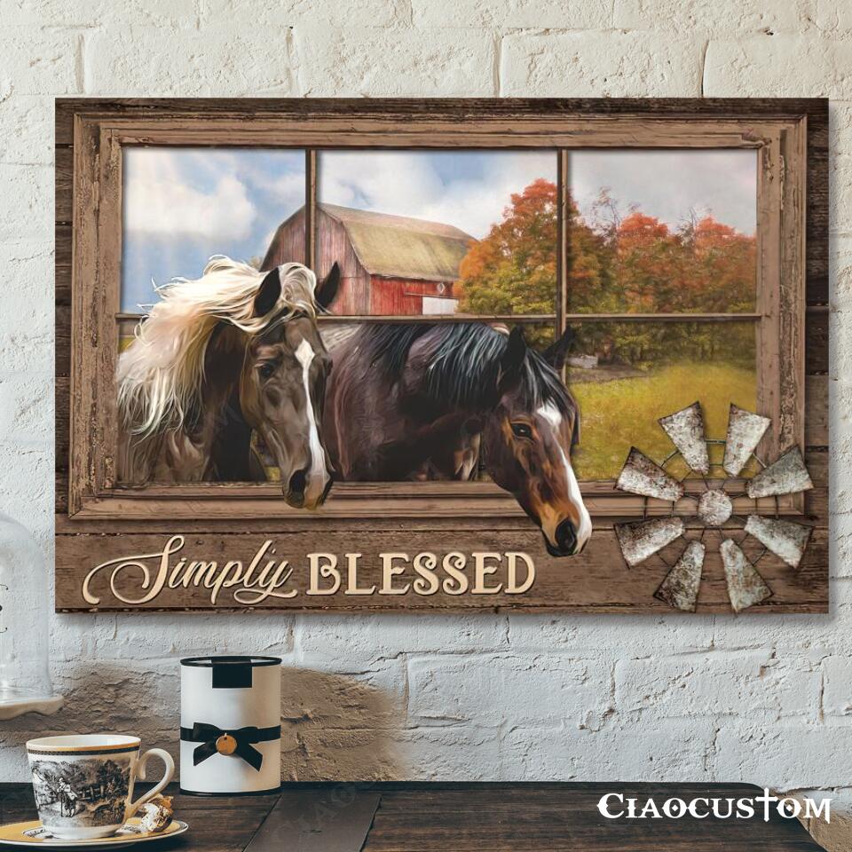 Horse – Simply Blessed Canvas Wall Art – Bible Verse Canvas – Christian Canvas Art