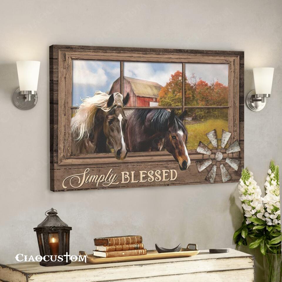 Horse – Simply Blessed Canvas Wall Art – Bible Verse Canvas – Christian Canvas Art