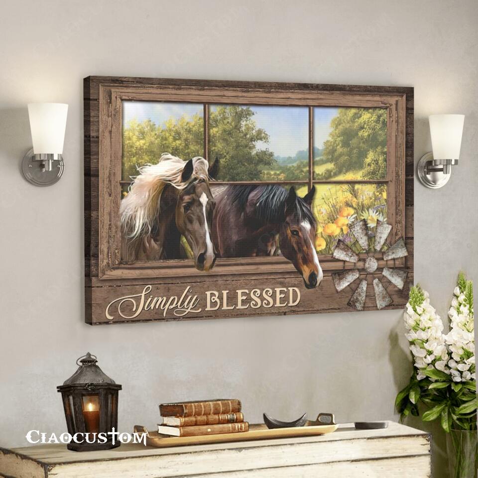 Horse – Simply Blessed Canvas Wall Art – Bible Verse Canvas – Christian Canvas Wall Art