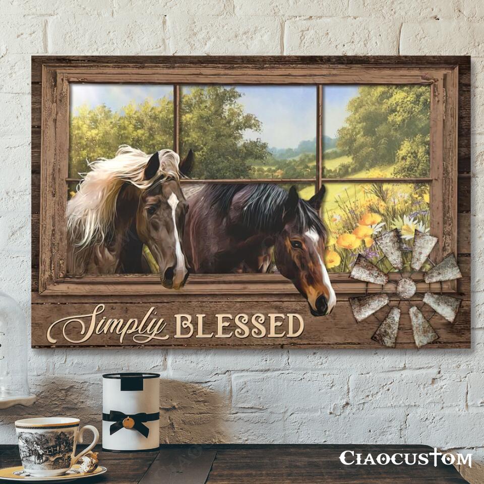 Horse – Simply Blessed Canvas Wall Art – Bible Verse Canvas – Christian Canvas Wall Art