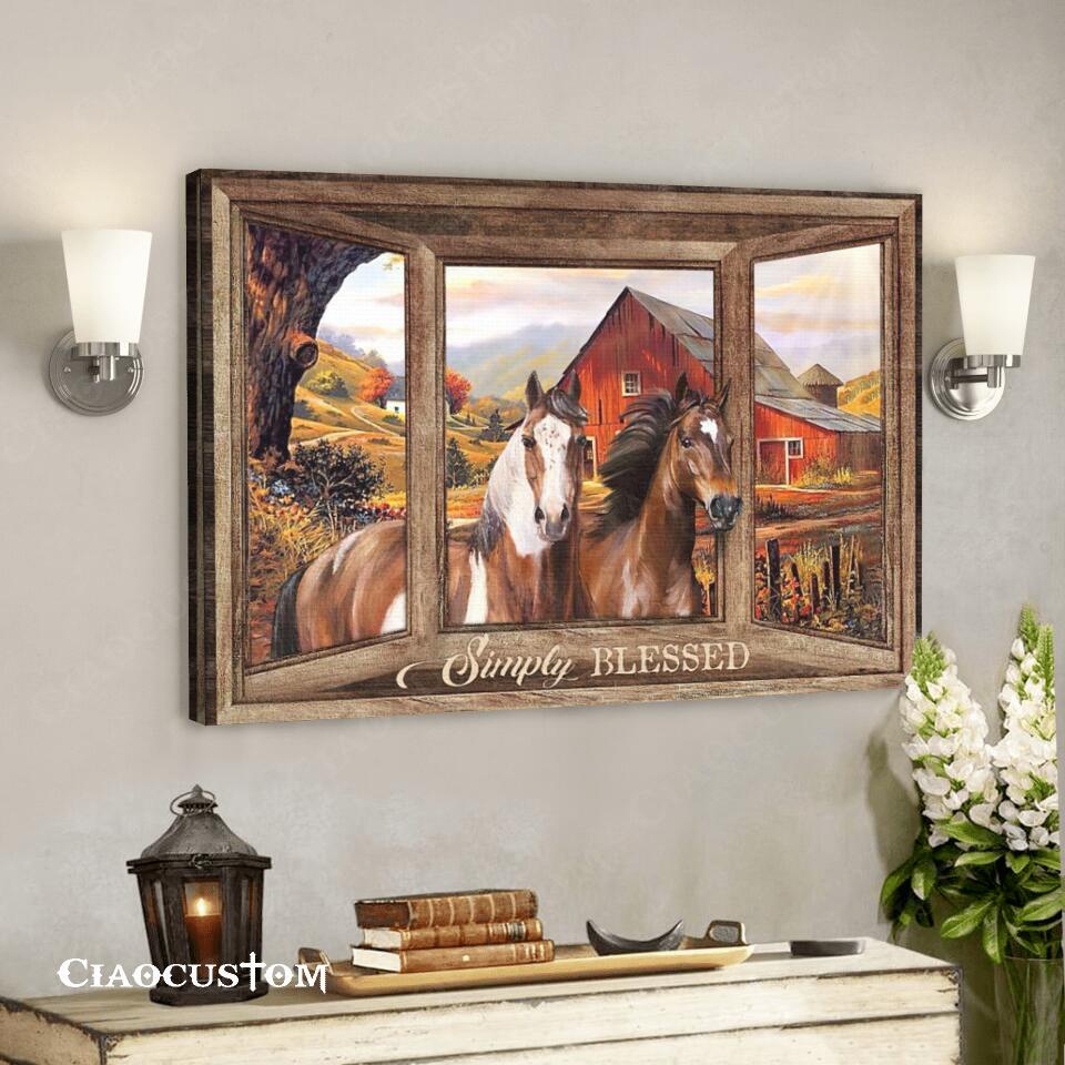 Horse – Simply Blessed Canvas Wall Art – Bible Verse Canvas – Christian Canvas Wall Art