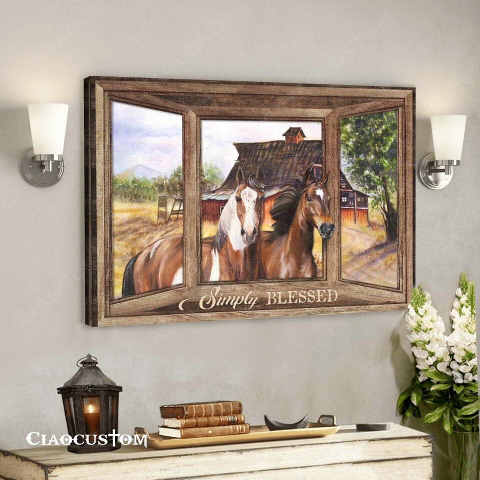 Horse – Simply Blessed – Christian Canvas Prints – Faith Canvas – Bible Verse Canvas