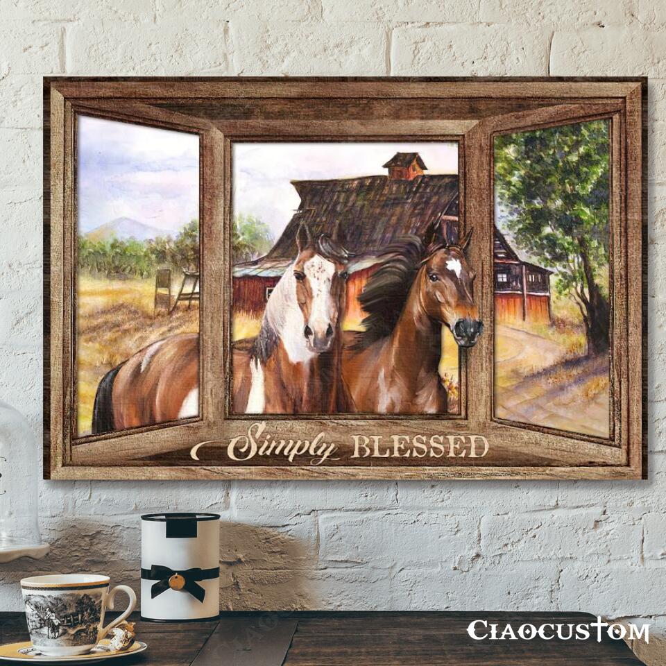 Horse – Simply Blessed – Christian Canvas Prints – Faith Canvas – Bible Verse Canvas