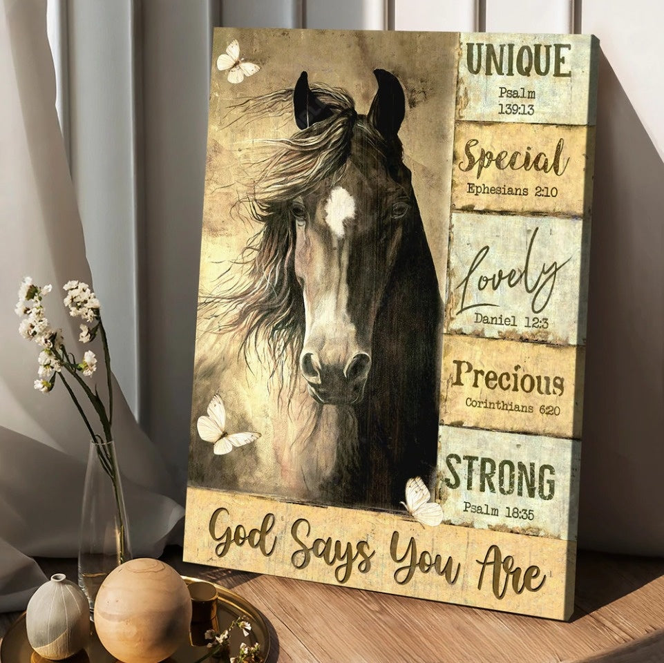 Horse Yellow Background God Says You Are Canvas Posters – Christian Wall Posters – Religious Wall Decor