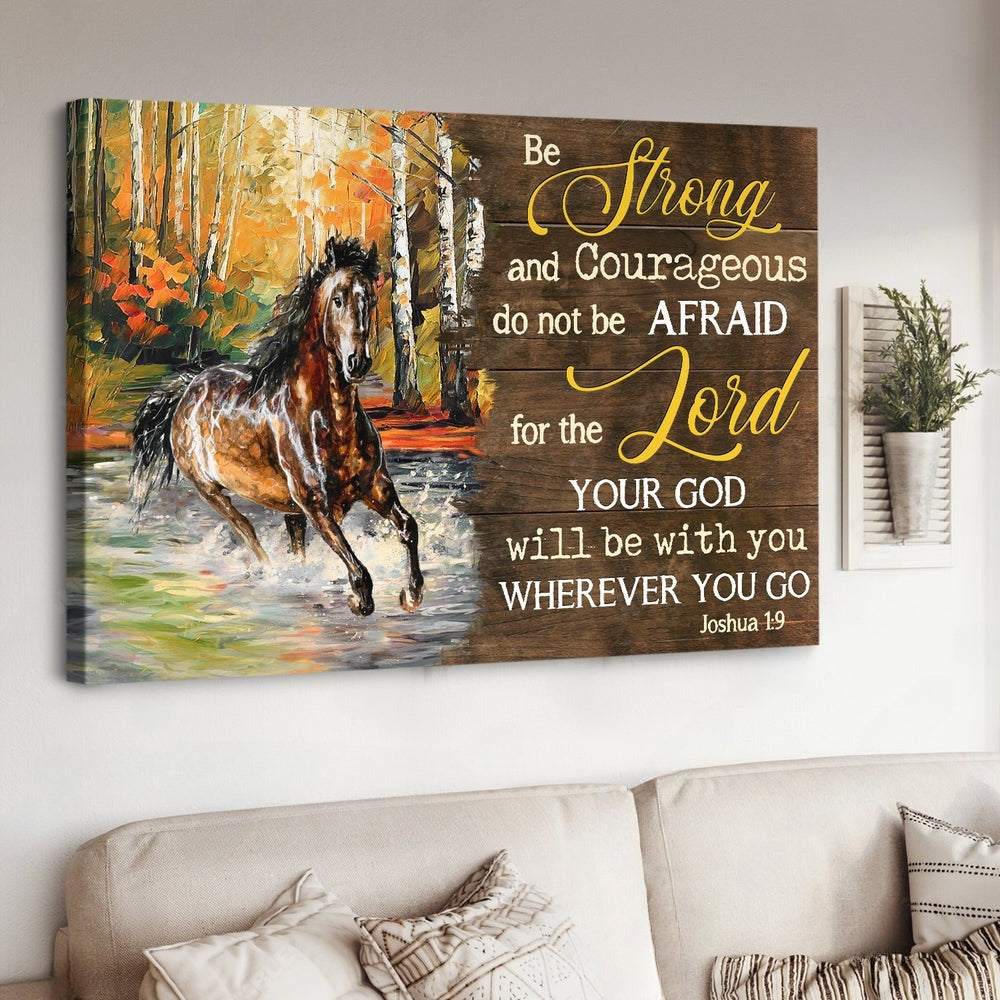 Horse Your God Will Be With You Wherever You Go Canvas Wall Art – Christian Poster – Religious Wall Decor