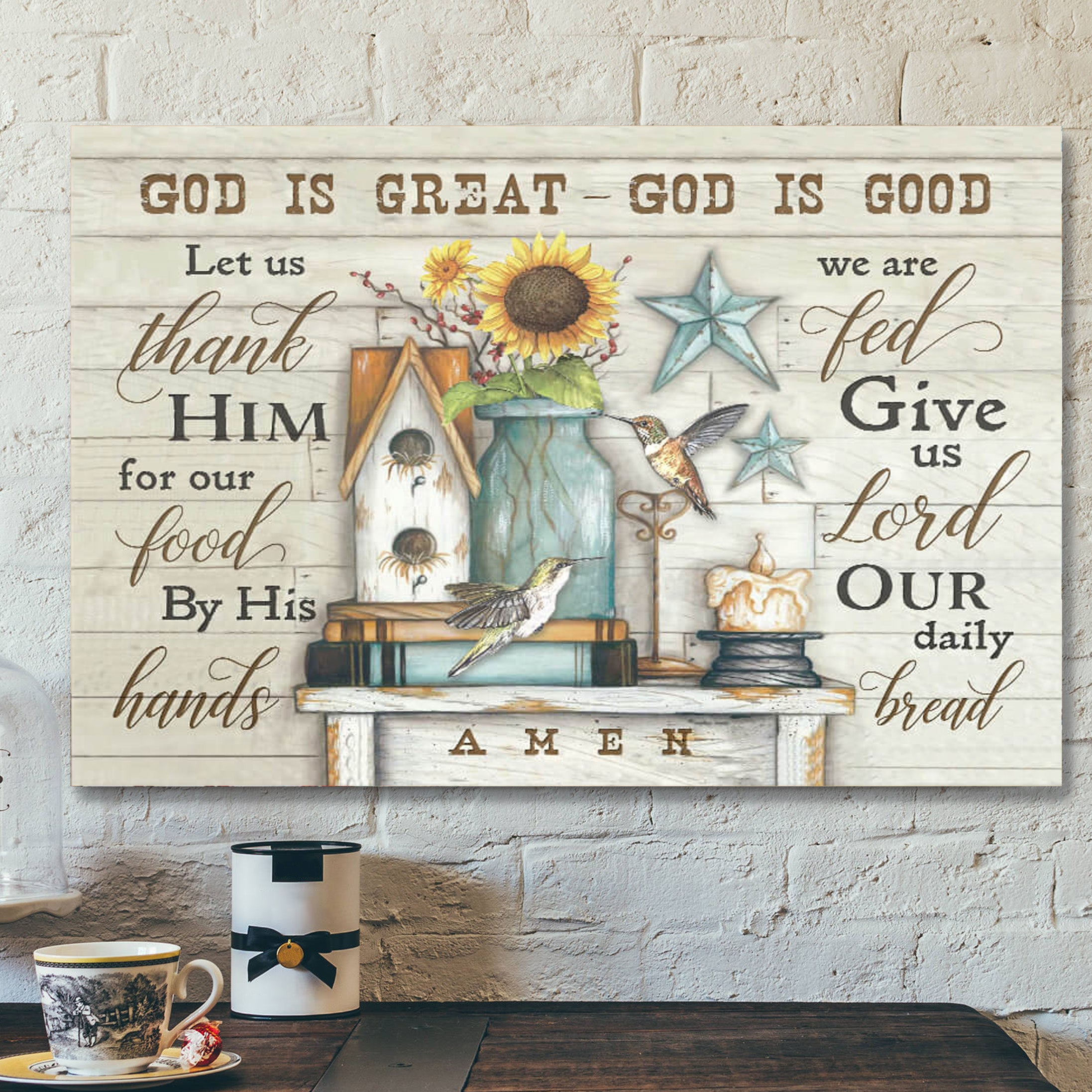 Hummingbird – God Is Great God Is Good – Bible Verse Canvas – Scripture Canvas Wall Art