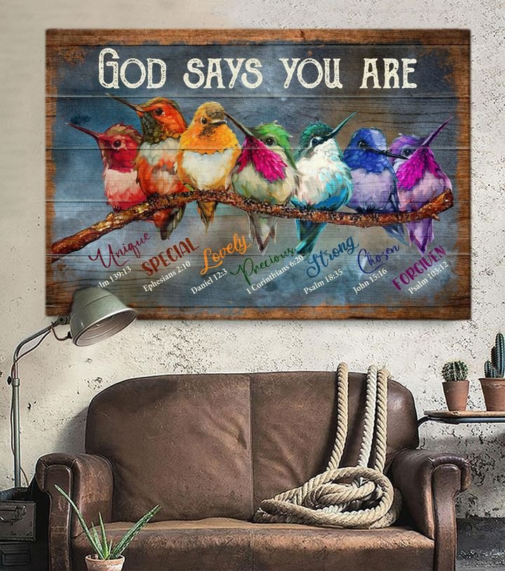 Hummingbird God Says You Are Canvas Wall Art – Christian Poster – Religious Wall Decor